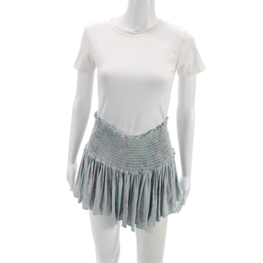 Love Shack Fancy Women Peasant Skirt Light Blue Cotton Rayon Short Size S